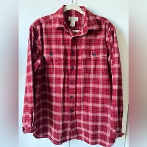 L.L. Bean Men's M Red Plaid Traditional Fit Chamois Shirt